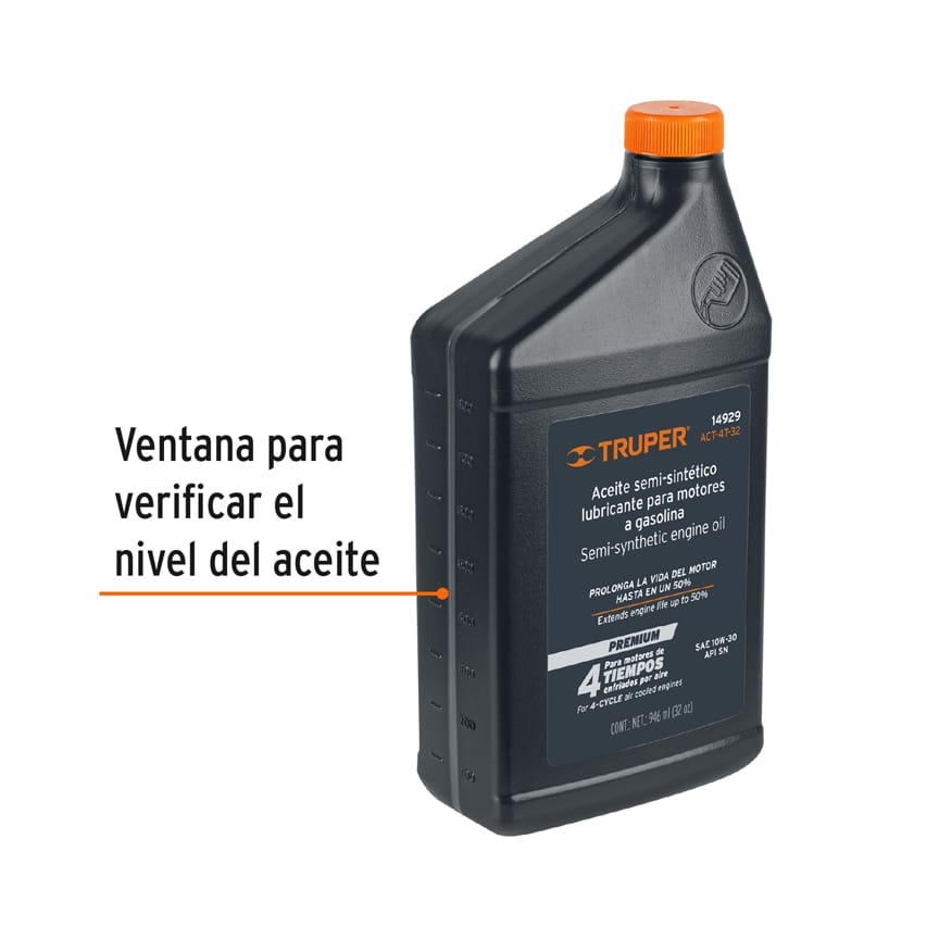 Aceite semi-sintético, 4 tiempos, 1000ml (34 oz), Truper