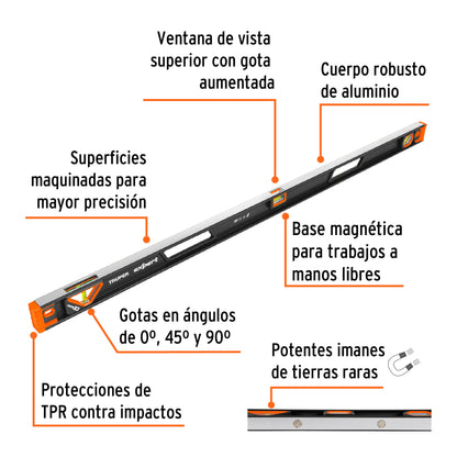 Nivel profesional magnético de 48" c/protección TPR, Expert