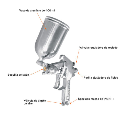 Pistola de aire, de gravedad, serie 400