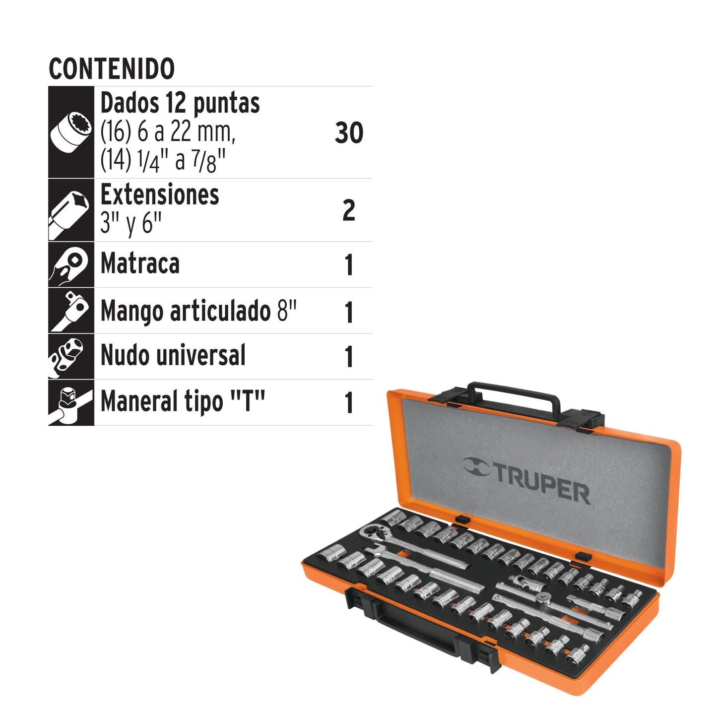 Juego de herramienta para mecánico, mixto, 36 piezas