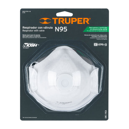 Respirador N95 con válvula para polvos y partículas