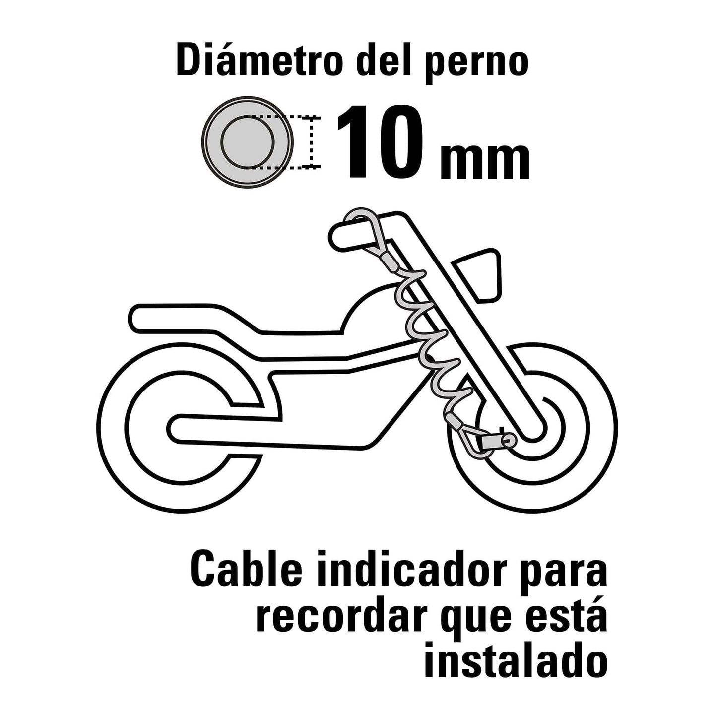 Candado para disco de motocicleta, perno de 10 mm